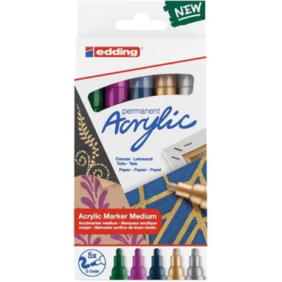 Akril marker Edding 5100/5 M (2-3 mm) Festive 5 db-os klt.