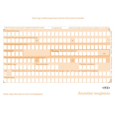 Átutalási megbízás leporelló 180x12 coll 2 példányos 800 ív/doboz