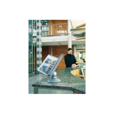 Bemutatótábla-tartó Durable Sherpa Motion asztali 10 db-os táblával forgatható ezüst