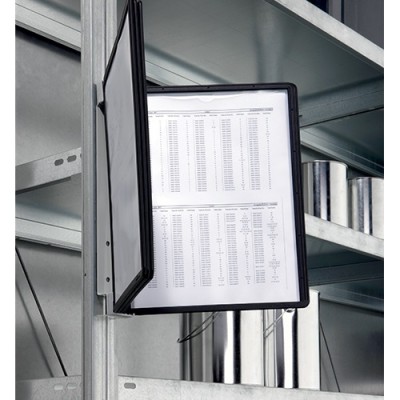 Bemutatótábla-tartó Durable Vario, fekete, mágneses rögzítéssel, 5 db panellel