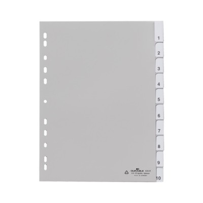 Elválasztólap PP Durable A/4 1-10-ig szürke