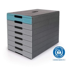 Irattartó box műanyag Durable Idealbox A/4 7 fiókos zárt szürke-kék
