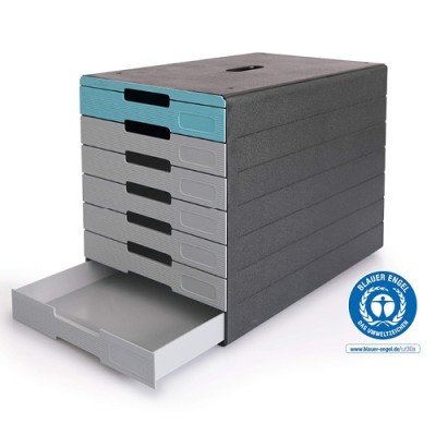 Irattartó box műanyag Durable Idealbox A/4 7 fiókos zárt szürke-kék