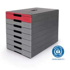 Irattartó box műanyag Durable Idealbox A/4 7 fiókos zárt szürke-piros