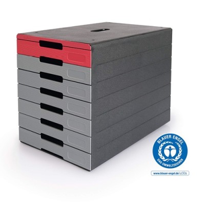 Irattartó box műanyag Durable Idealbox A/4 7 fiókos zárt szürke-piros