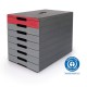 Irattartó box műanyag Durable Idealbox A/4 7 fiókos zárt szürke-piros