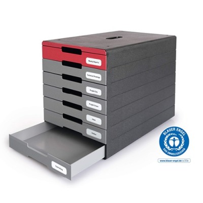 Irattartó box műanyag Durable Idealbox A/4 7 fiókos zárt szürke-piros