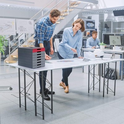 Irattartó box műanyag Durable Idealbox A/4 7 fiókos zárt szürke-piros