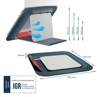 Laptop állvány Cosy Ergo 13"-17" laptophoz  bársony szürke