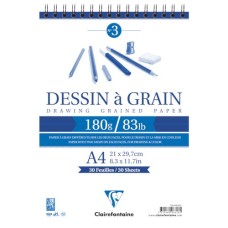 Művészeti rajztömb Clairefontaine A/4 30 lap 180g spirálos fehér szemcsés
