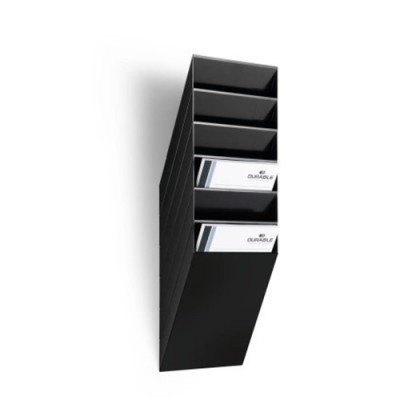 Prospektustartó Durable Flexiboxx 6 rekeszes A/4 , álló fekete