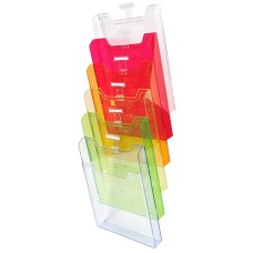 Prospektustartó Exacompta/Multiform A/4 fali 6 rekeszes álló vegyes áttetsző színek